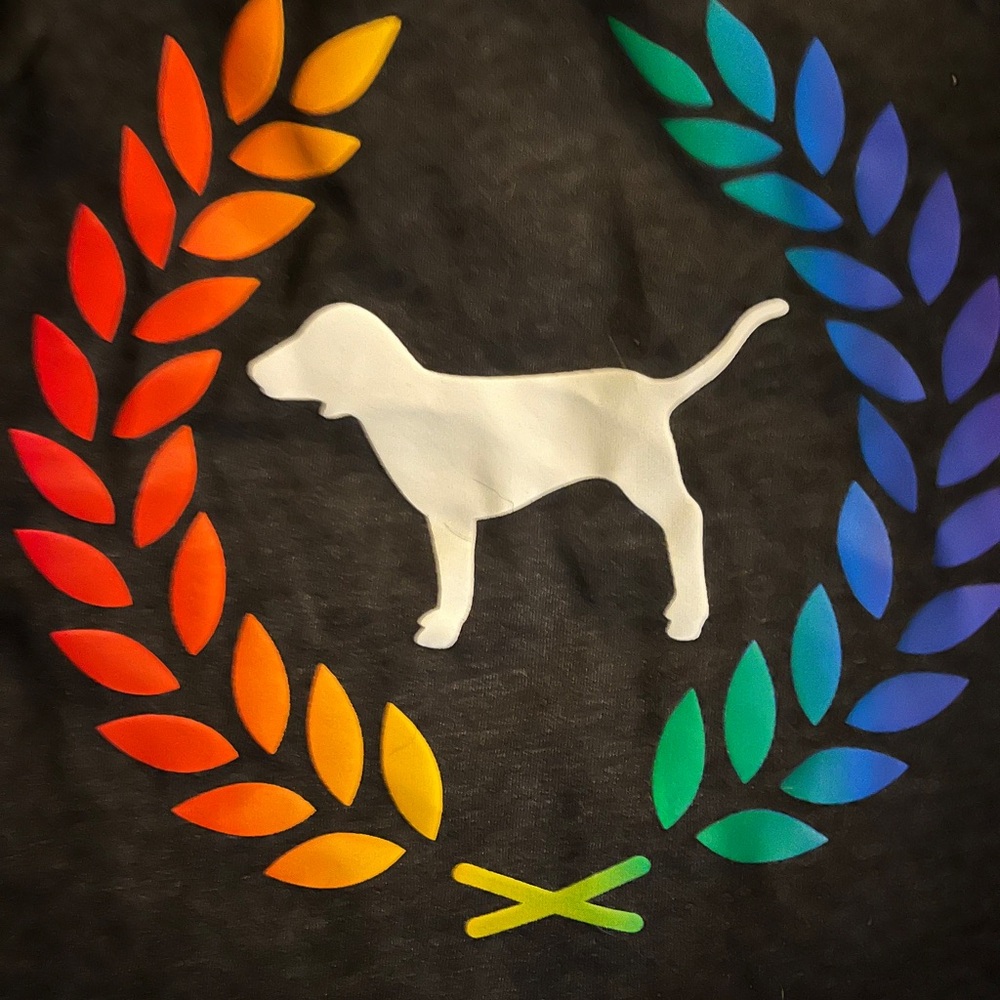 Pink by Victoria secret charcoal grey  black iconic dog with gay bride colours